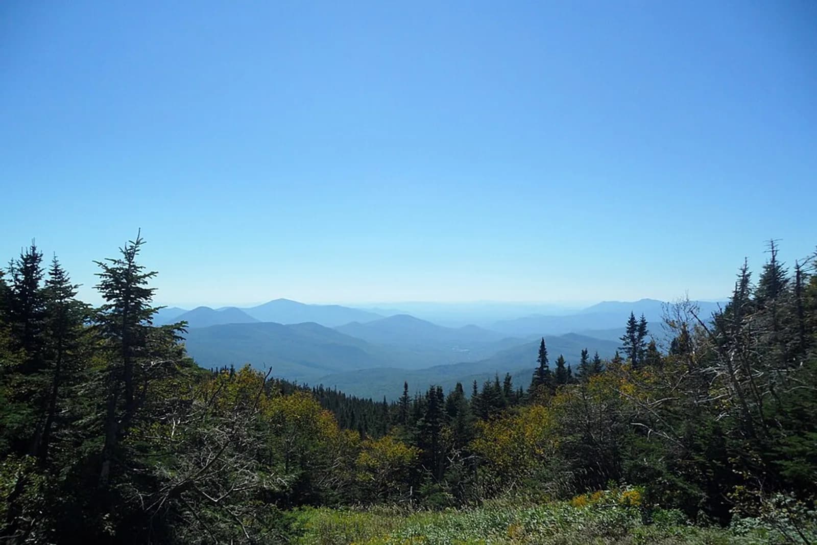 Wildcat D and E Mountain Peak Appalachian National Scenic Trail view Eastern White Mountains Carter Range Baldface-Royce Range Speckled Mountains Kearsarge North Area and The Valley of the Wildcat River Brook and The Valley of the Wild River Bean's Purchase Coös County and Carroll County New Hampshire