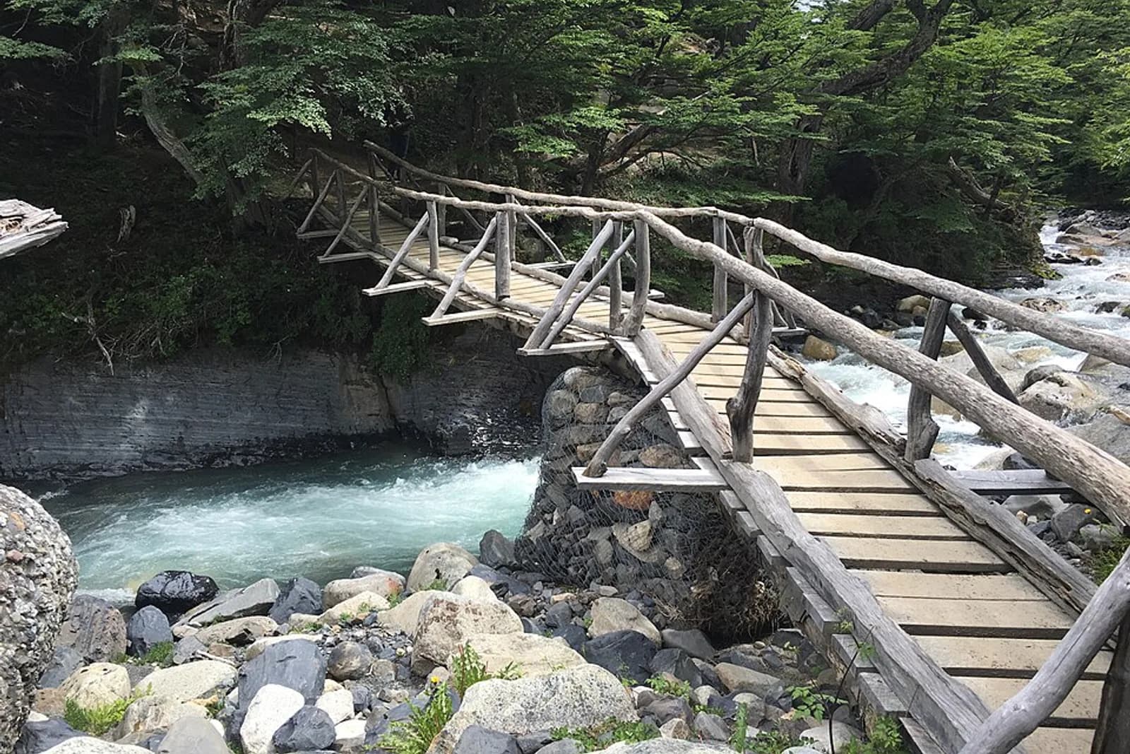 A footbridge on a trail near Camp Chileno in Torres del Paine National Park, Chile.